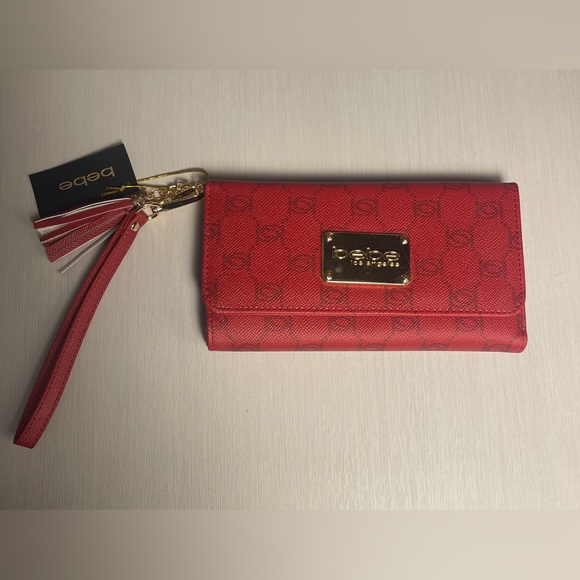 bebe Handbags - NWT bebe Red Trifold Wristlet/Wallet